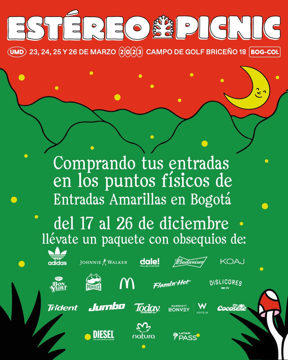Festereopicnic_'s tweet image. ¡La navidad en el #FEP llega cargada de regalos! Por comprar tus entradas en Bogotá en el punto físico de @EntradaAmarilla de la Calle 85 #12-25, te llevarás un paquete de obsequios lleno de sorpresas. 🎄🎄

⚠️ No aplica para compras digitales.
