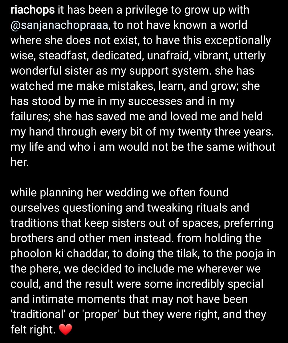 riachops's tweet photo. My sister got married earlier this year &amp; I wrote about how we tweaked the wedding ceremonies to let me do rituals traditionally (patriarchally) done by brothers. Today I got a DM from a friend who saw my story &amp; got inspired to ask for the same at her own sister's wedding too 🥺 https://t.co/m3mqKwUjwd