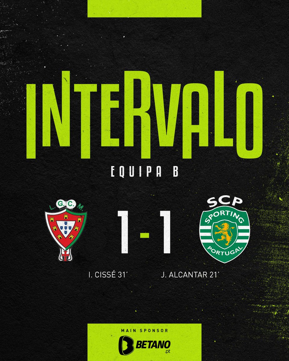 SportingCP's tweet photo. #SportingB | ⏸ INTERVALO:
Tudo empatado em Olhão.
#LGCMSCP #Liga3 https://t.co/RumwNtaFEA