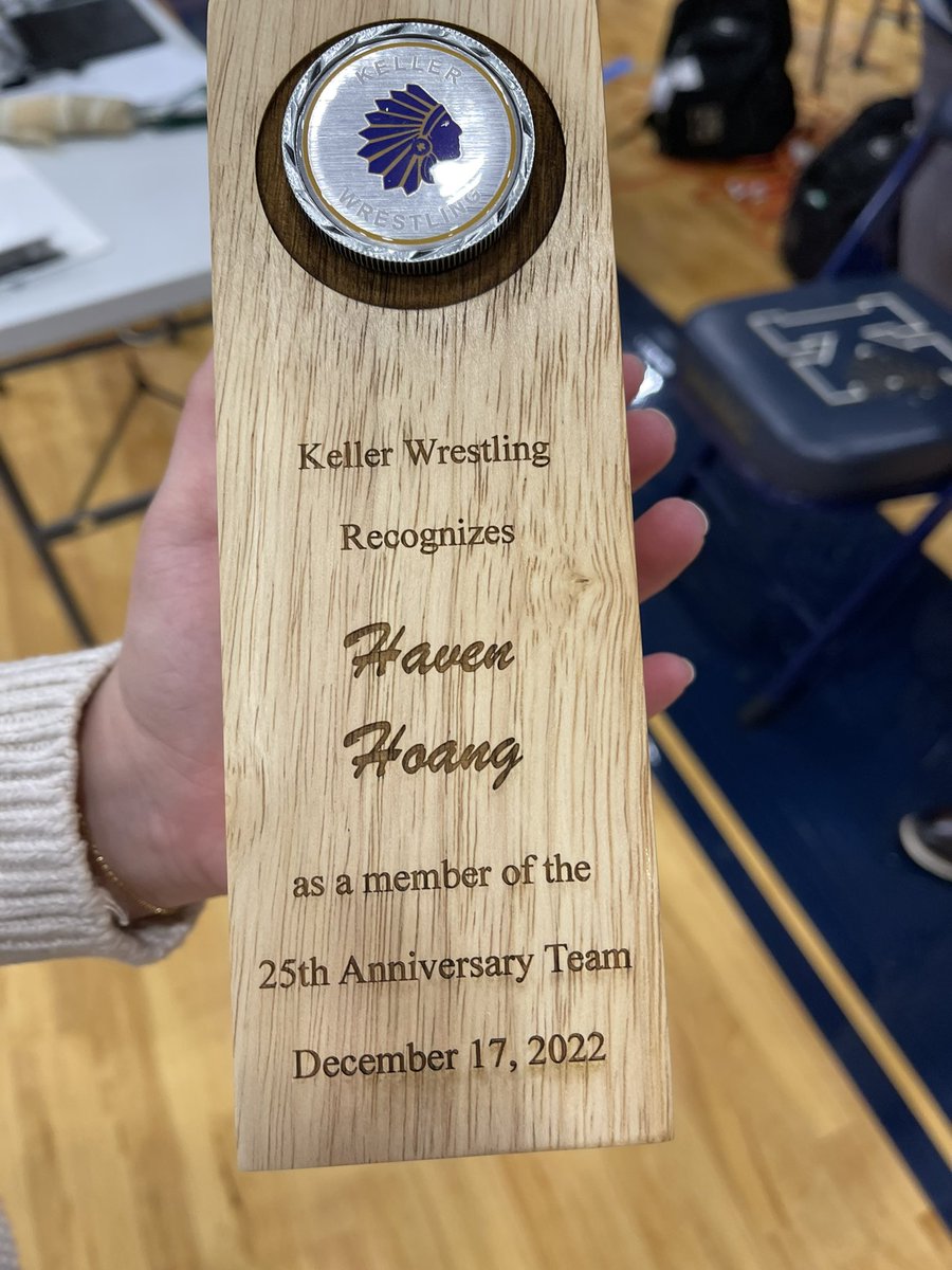 MrsSimmonsKHS's tweet photo. Celebrating some of the most decorated wrestlers in @KHSIndianNation history as wrestling begins its 25th season as a UIL sport!! Thanks to Coach Schee for making this moment happen! 💙💛#CelebrateKISD @KISDAthletics @kellerwrestling @KHSBooster https://t.co/b1PI0Ffw0L
