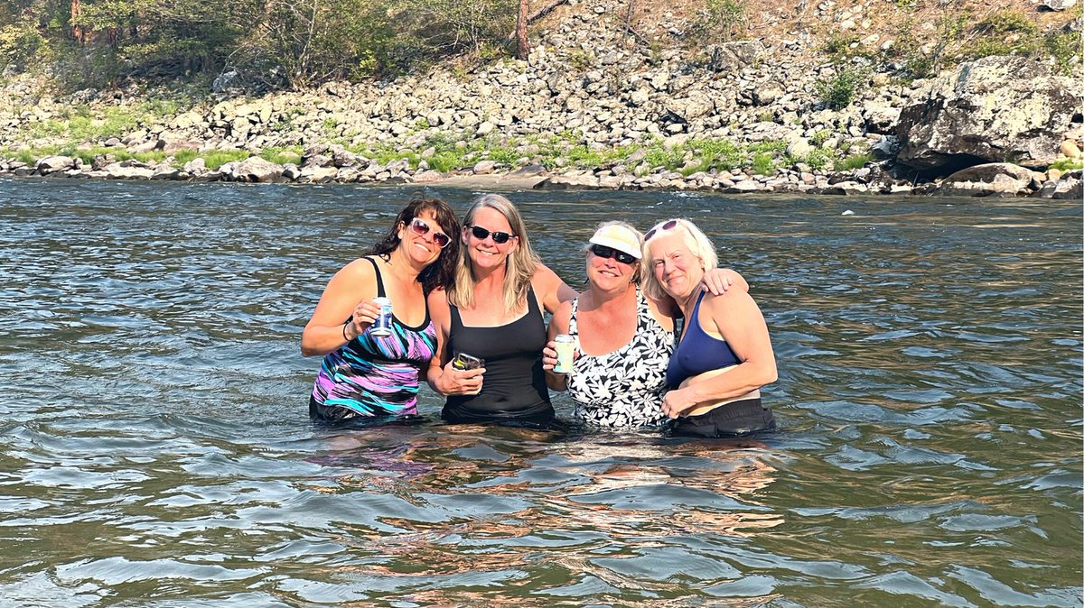 Enjoying an afternoon swim at camp on the Main Salmon!