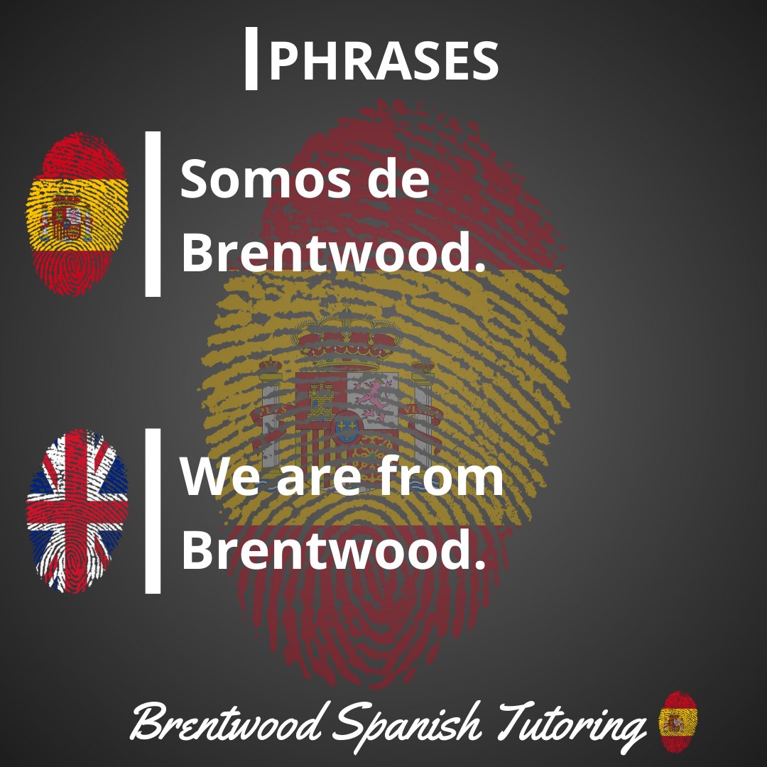 Useful Phrase:

🇪🇸  Somos de Brentwood.
🇬🇧 We are from Brentwood.
🤝🤝🤝
#Phrases #Español #LearnSpanish #Tutoring #Education #Language #MFLInsta #MFL #Tutoring #Education #Learning #Brentwood #Spanish #Tutor #Essex #BrentwoodSpanishTutoring