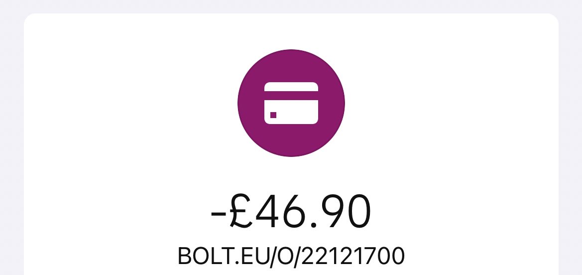 daniwatson10's tweet photo. @boltapp FYI Bolt are robbing people. During these challenging times… You claim you are charging 24 pounds, then you charge 46 when that’s not what was agreed. What really helped is when I asked for support they told me it wasn’t their problem and ignored all further Qs. https://t.co/3509LxJ7PT