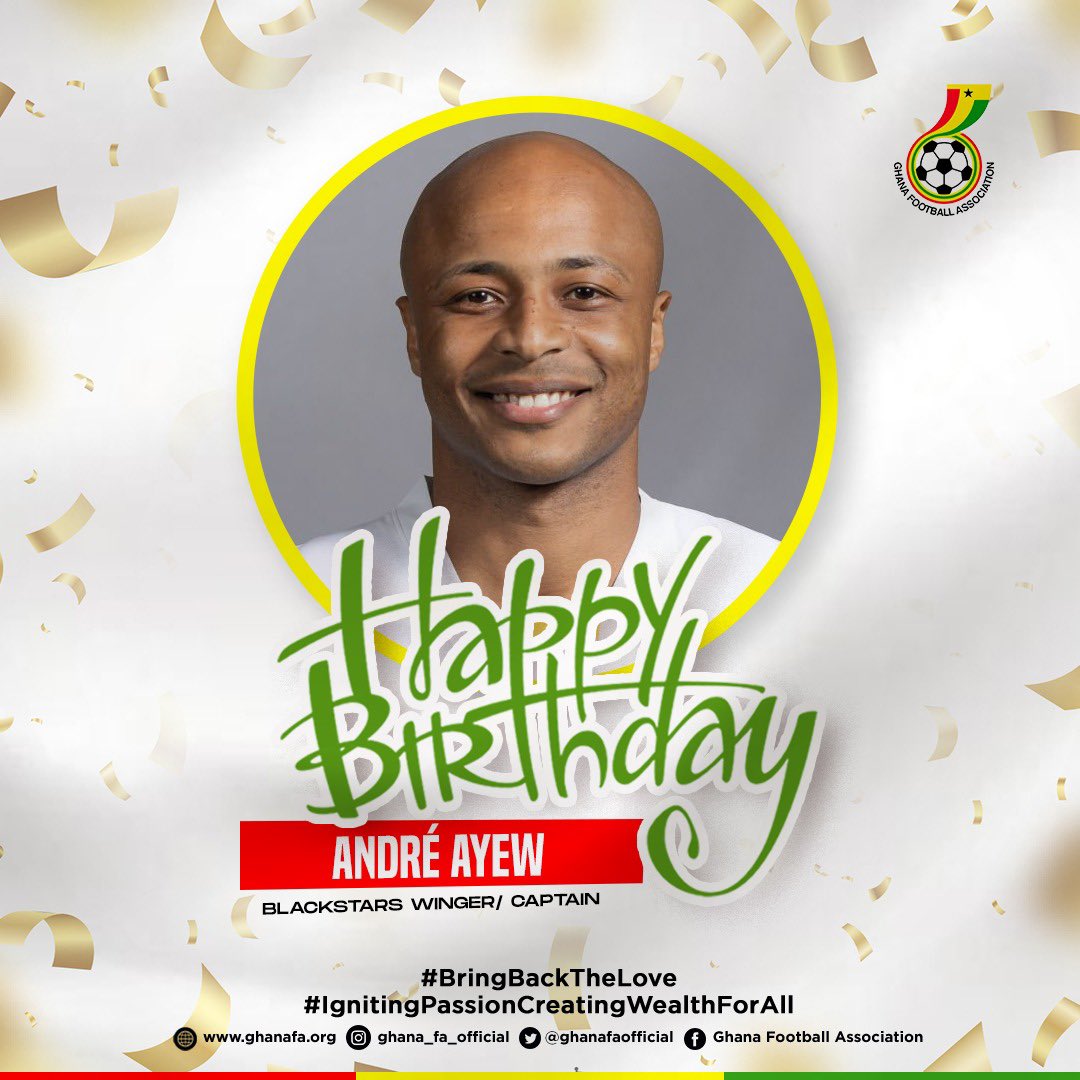 🎂Happy birthday the captain of our Black Stars @AyewAndre 

Have a good one Maestro! 🎈