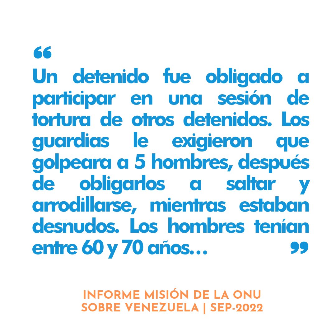La DGCIM administró descargas eléctricas y golpes en genitales a sus detenidos; según la Misión de la ONU. 

Los detenidos fueron violados o amenazados con ser violados, incluso incluídos en sesiones de torturas.

Vence la censura y consulta su informe 👉 bit.ly/MisionONUsep