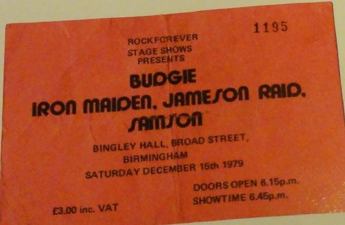 Luisma1974's tweet image. Today in pictures that didn't make my #IronMaiden book #EddieMadeMeDoIt . A ticket for the penultimate gig Maiden played with Doug Samspon. Get the book at and learn more at bit.ly/3FrYZKW