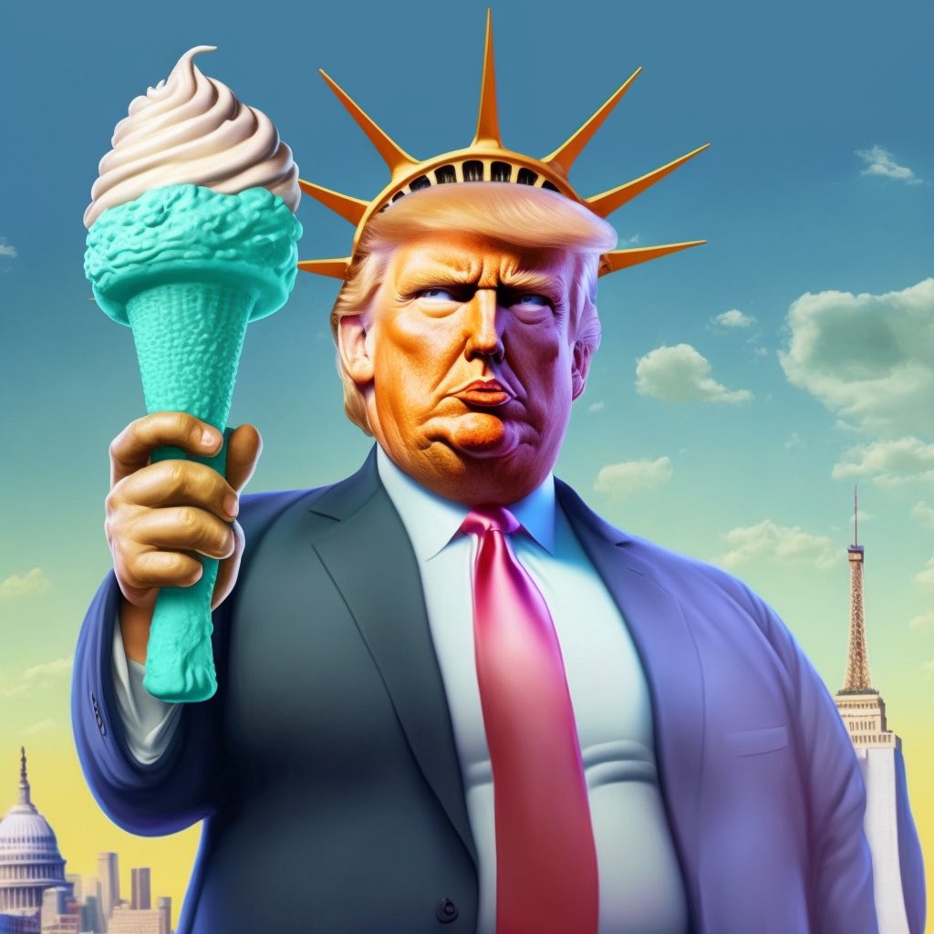 TimHannan's tweet photo. Donald Trump NFT #7 is one I’m especially proud of. 

It’s called the Statue of Stupidity. 

#TrumpTraitorCards https://t.co/uRmpNjLJ41