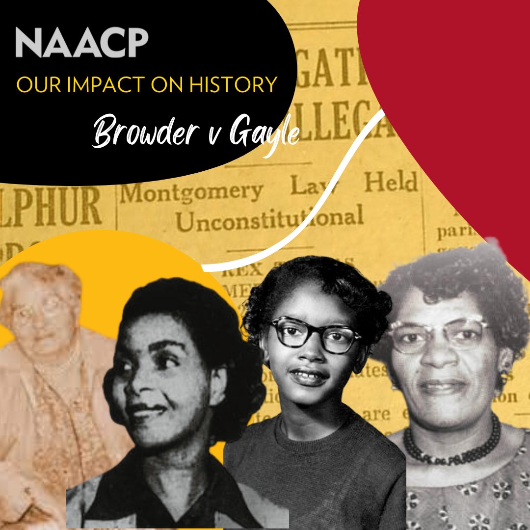 On this day, in 1956, Browder v Gayle is affirmed. Brought by plaintiffs Aurelia Browder, Susie McDonald, Claudette Colvin, and Mary Louise Smith, the case defined segregation on buses as unconstitutional everywhere.   #naacp #naacpsandiego #naacpsdremembers #naacphistory