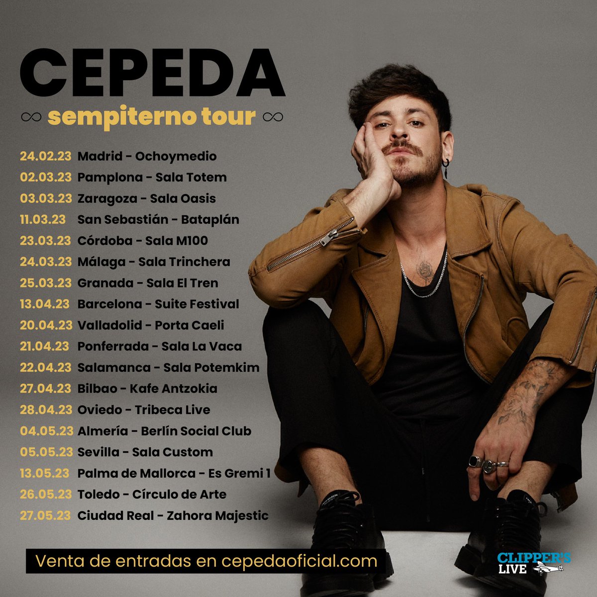 cepedistas_com's tweet photo. 🎤 Madrid, Pamplona, Zaragoza, San Sebastián... ¿ya tienes tus entradas para el #Sempiternotour 2023 de @cepedaoficial? Si no es así, ¡a qué esperas!

🎟️ Consigue la tuya en https://t.co/u4sfcZrxT4 https://t.co/NDVg9nOxDM