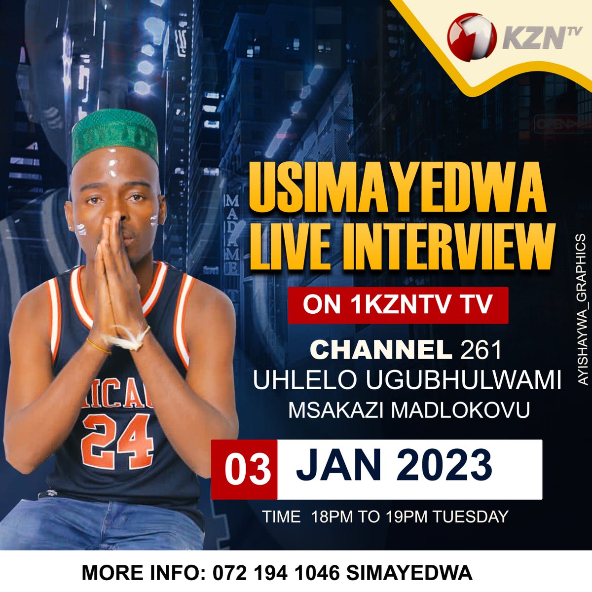 Usimayedwa_sa's tweet photo. 3 January 2023 ungaphuthelwa kwi TV yakho 1KZNTV umfana wase melmoth uyobe khona ohlelweni #1kzntv_ugubhulwami
1KZN TV 📺 channel 261.... Asambe unyaka siwuqale Kahle nezibusiso.....
#usimayedwa2022
#sikhulekile
#Ugubhulwami https://t.co/WAaVn5AyUp