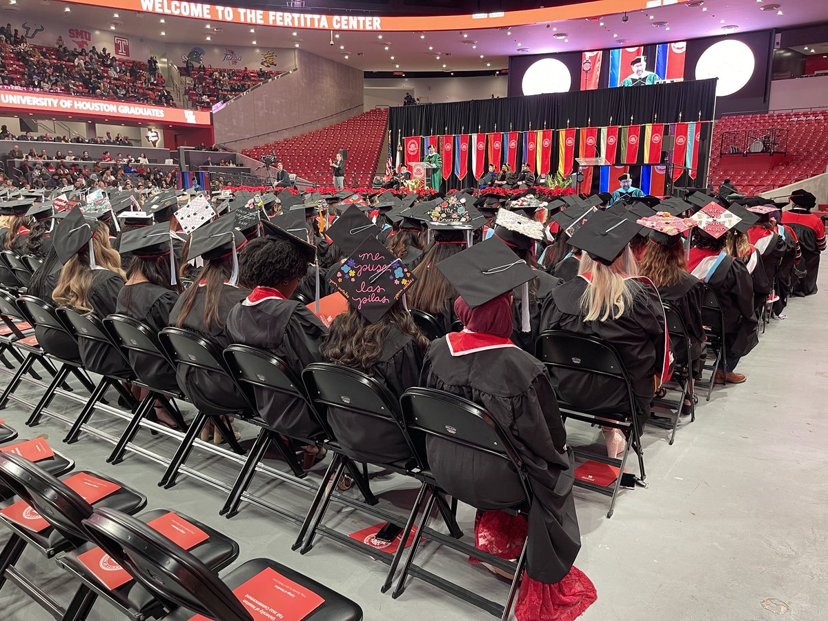 UHpres's tweet photo. Some of the best hat designs come from College of Education… congratulations graduates!! https://t.co/5oWRERLSH2