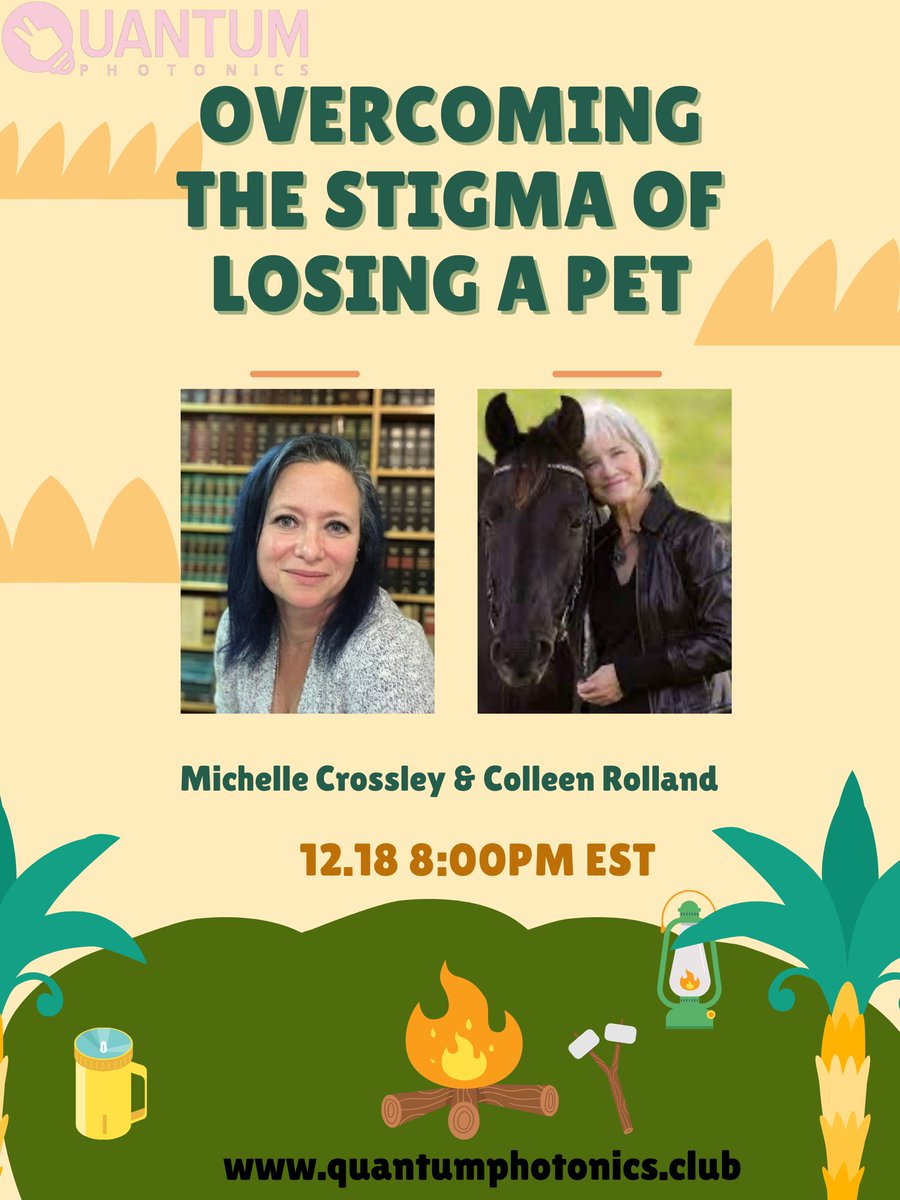 Dr. Michelle Kay Crossley &amp; Colleen Rolland Rhode Island College will talk about "Overcoming the #stigma of losing a #pet" with <a href="/sierra_photon/">Sierra</a>, <a href="/ceciletamura/">Cecile Tamura</a>, Bob Pray DVMedia+, and <a href="/qpclub1/">Qphotonics</a>.
cabidigitallibrary.org/doi/10.1079/ha…
clubhouse.com/event/m2bkZZpm…
SUN, Dec 18, 5 PM (PST) #QP <a href="/Clubhouse/">Clubhouse</a>