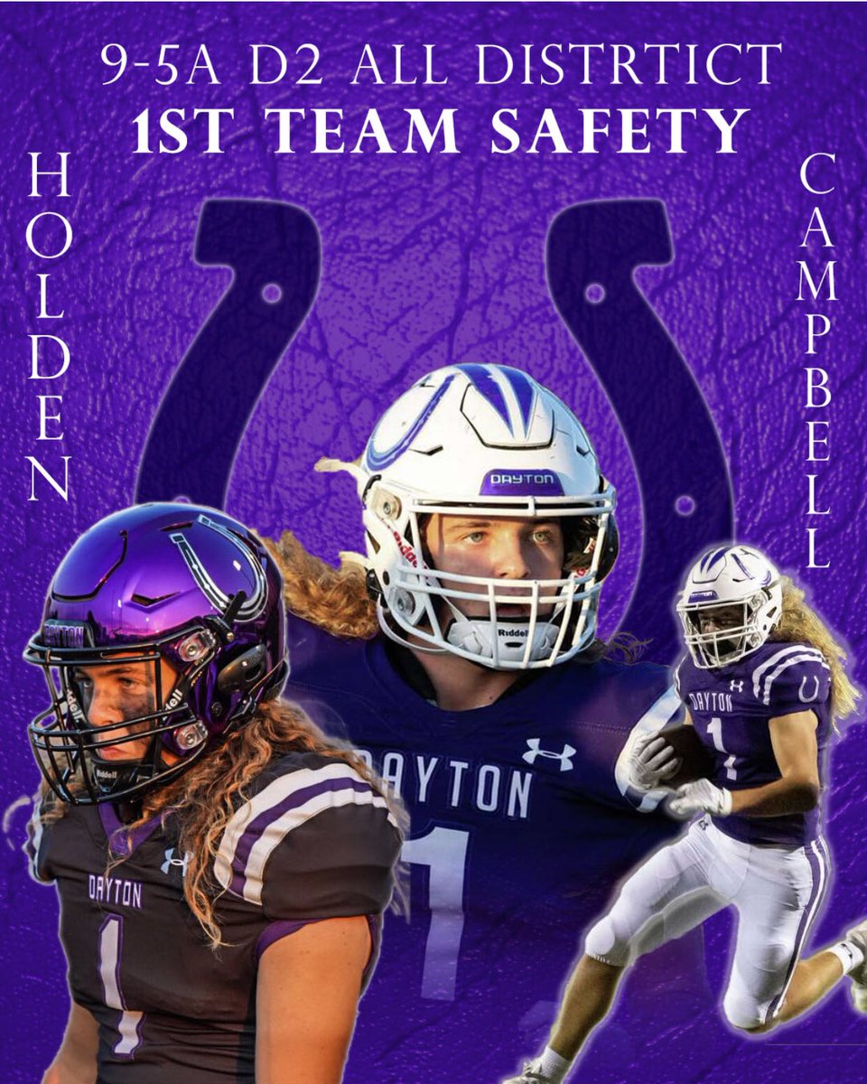 Congrats to Holden Campbell for being named 1st Team All-District Safety for District 9-5A Division 2. #TheShoe #NoAnchors @DISDBroncoPride @daytonbroncos1 @H_Campbell05
