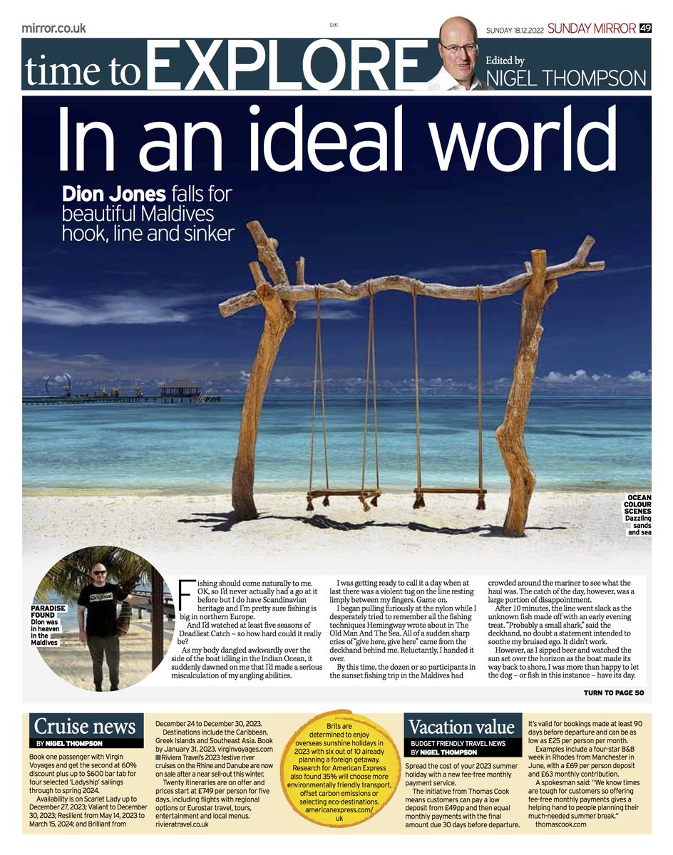 Tomorrow's Sunday Mirror print #travel - angling for a trip to the magical Maldives? @ finds the perfect resort