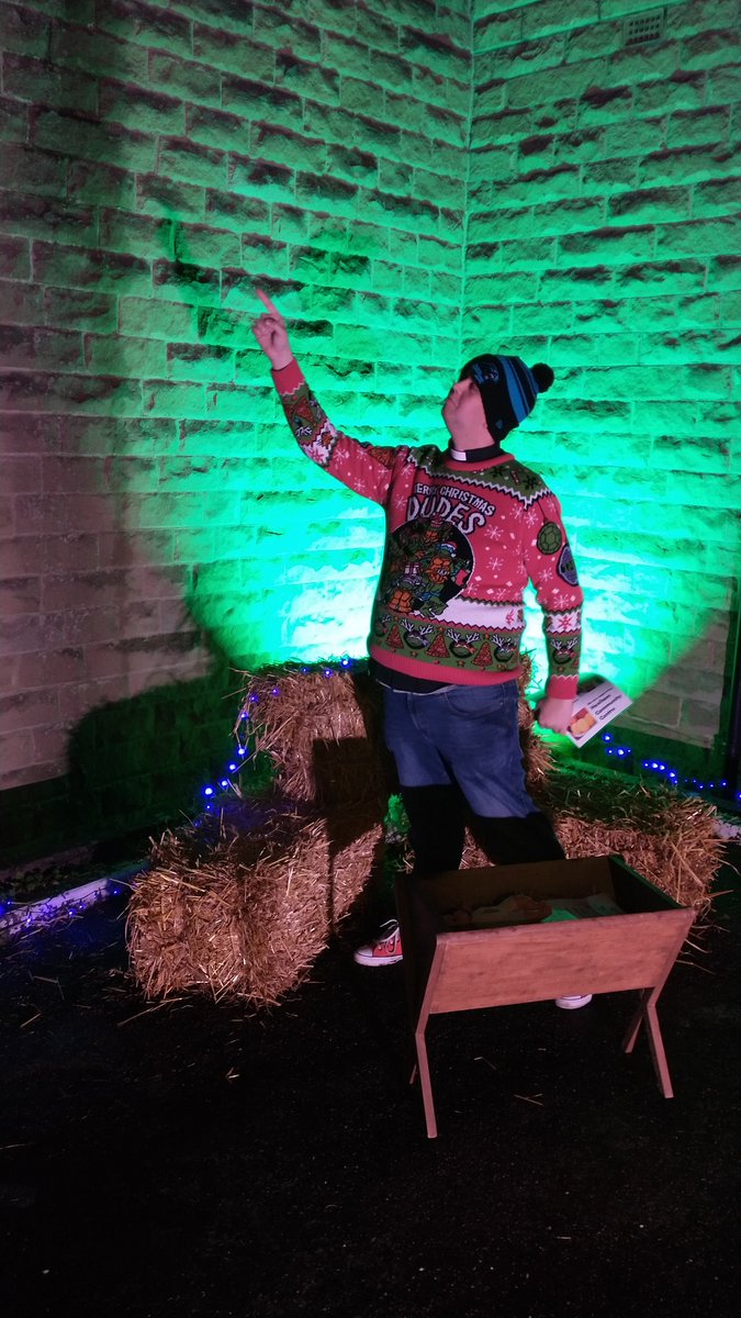 Our minister Gareth is ready for Christmas in the car park. Come and join us until 8pm!