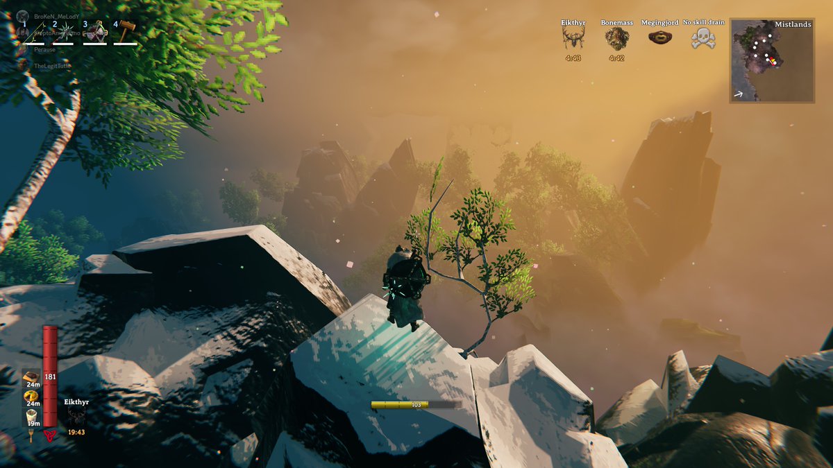 Moving2TheMusic's tweet photo. Atlast after many days of prepping for my team, we got on and stepped into #Mistlands. We were constantly on edge, it was 100% worth avoiding spoilers. Now to make an outpost and gather. Thank you @Valheimgame for my favorite game. Here's to hundreds of more hours! Skål! #Valheim https://t.co/0JN8B09LVI