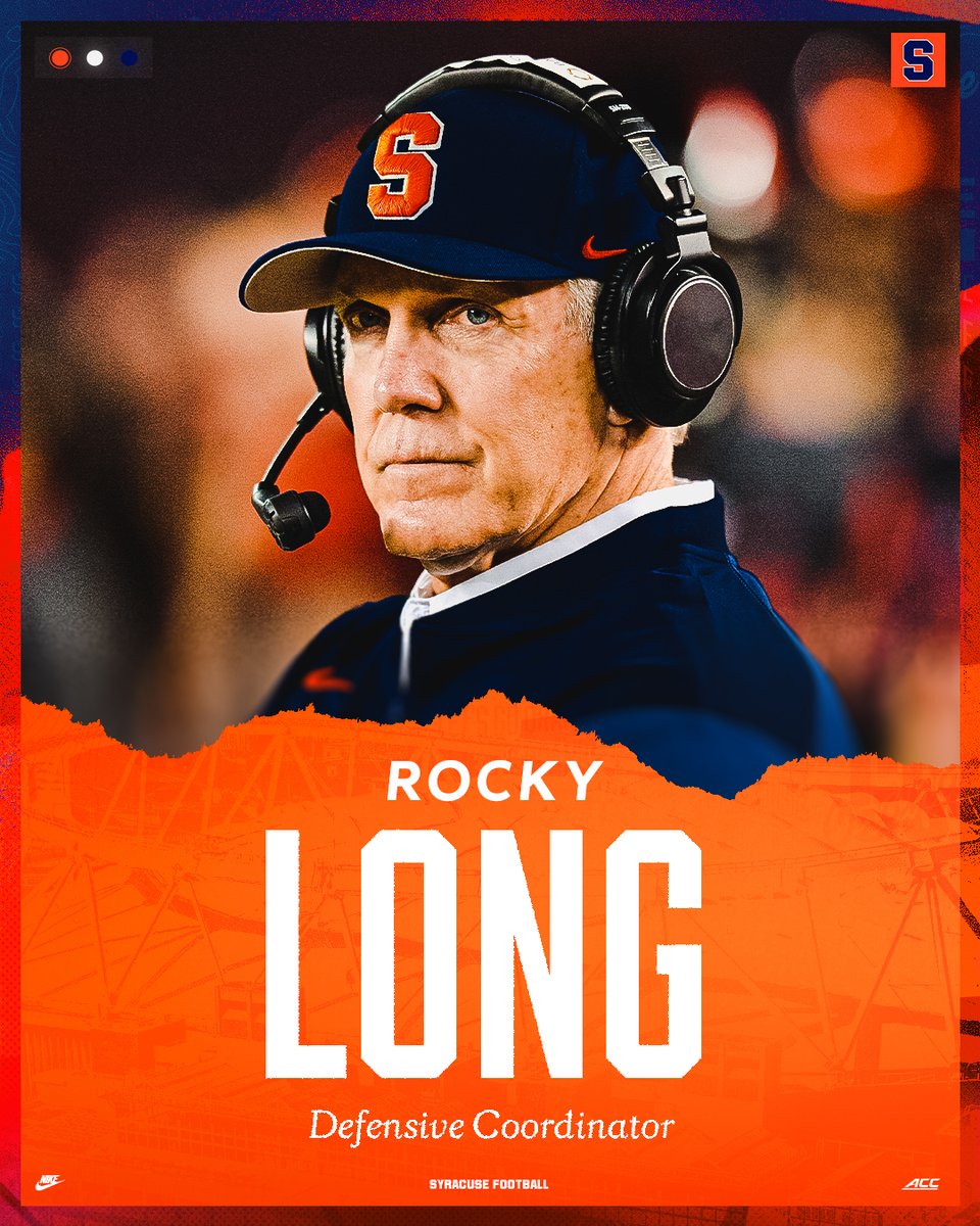 The 3️⃣-3️⃣-5️⃣ stays in the 3️⃣1️⃣5️⃣.

Rocky Long, the innovator that brought the defense to prominence, is our new DC.

Details: cuse.com/news/2022/12/1…