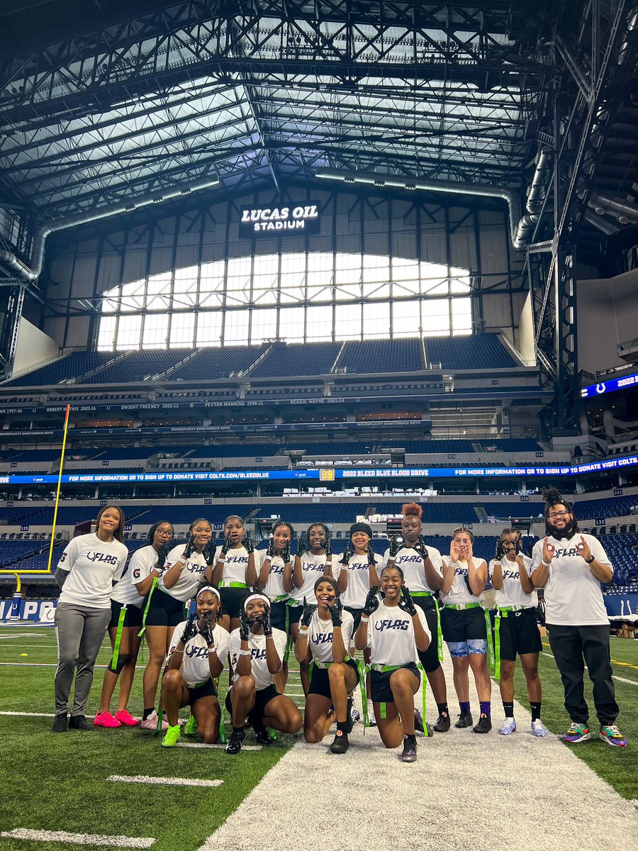 coltscommunity's tweet photo. Kicking off the @Colts High School Girls Flag Football Jamboree today at Lucas Oil Stadium! 🏈 

#PlayFootball | @ColtsYouthFB https://t.co/zkzsE5OomB