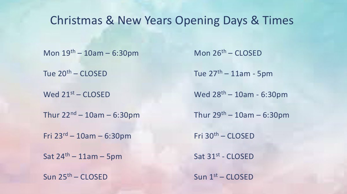Christmas opening times🎄🎅🏼
We will see you there!