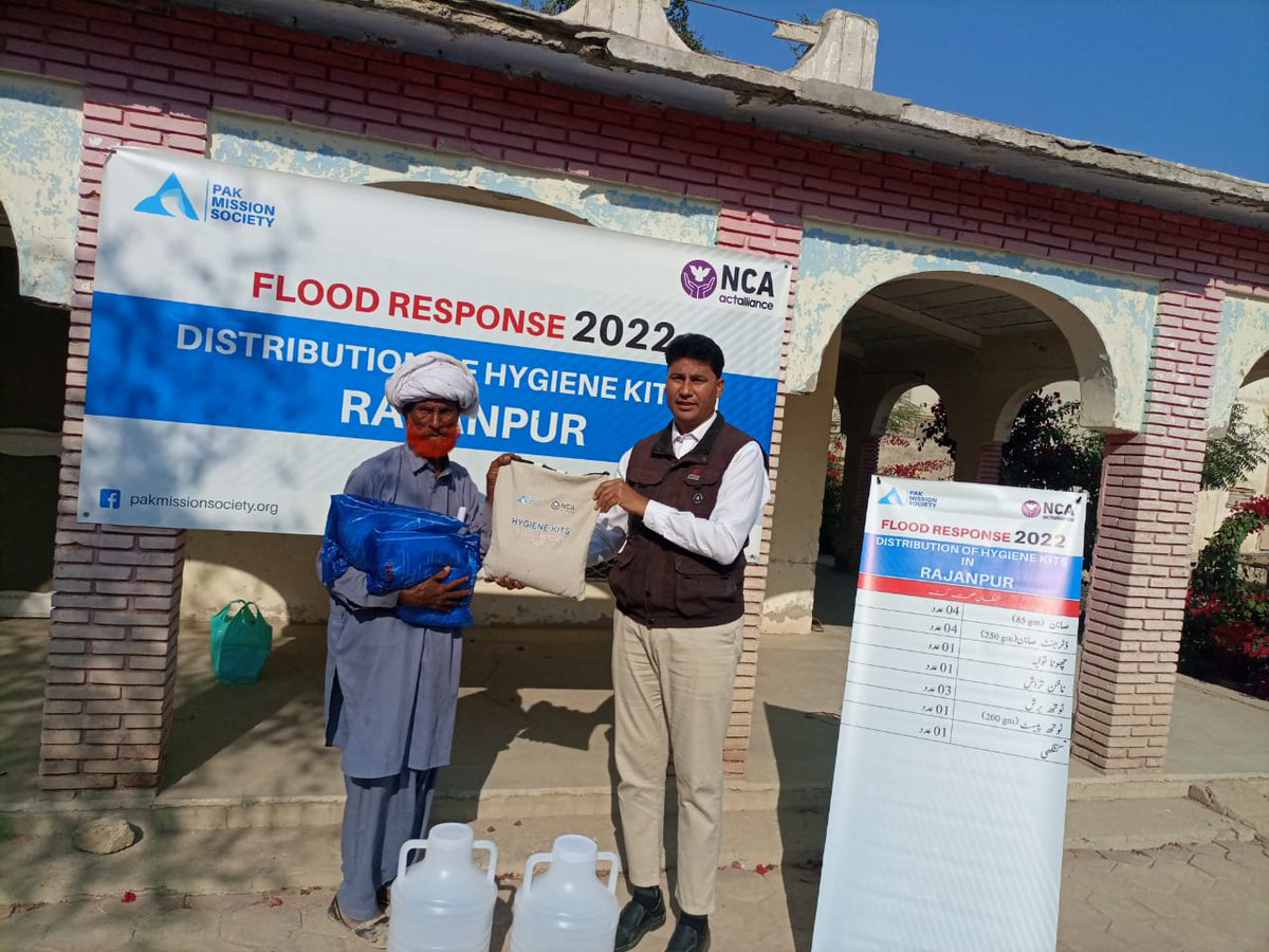pmspakistan's tweet photo. Pak Mission Society with the unwavering support of its donor #NCA successfully distributed Hygiene Kits, Non-Food Items, Aqua Tabs, and Dignity kits among 513 households in flood affected of Rajanpur.
#PakMissionSociety #ServingTheUnreached #NCA #ReliefItems #Rajanpur https://t.co/agKkVVEnED