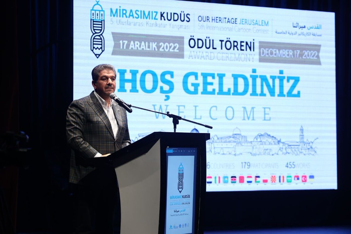 tevfikgoksu's tweet photo. Mirasımız Kudüs Derneği ile Dünya Karikatüristler Birliği’nin düzenlediği ve 26 ülkeden 179 karikatüristin 455 eserle katıldığı, "Uluslararası Mirasımız Kudüs Karikatür Yarışması"nın ödül törenine ev sahipliği yapmanın mutluluğunu yaşadık. https://t.co/Ds1stb8LPZ