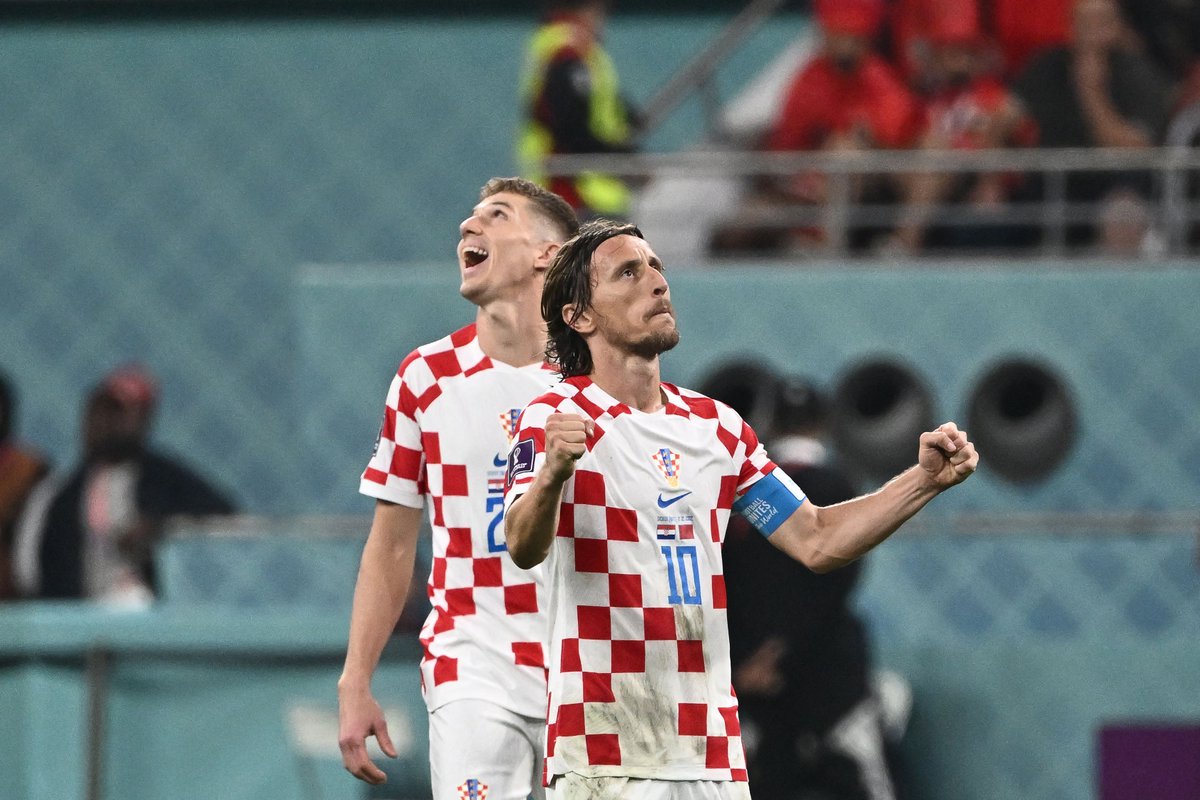 JacobsBen's tweet photo. Croatia finish third in what's likely Luka Modric's last World Cup game. Two excellent goals from Josko Gvardiol &amp; Mislav Oršić. Morocco had their chances, including a late Youssef En-Nesyri header. But Dominik Livakovic was excellent again &amp; Croatia should have had a penalty.🇭🇷 https://t.co/sKdl1yXYDS