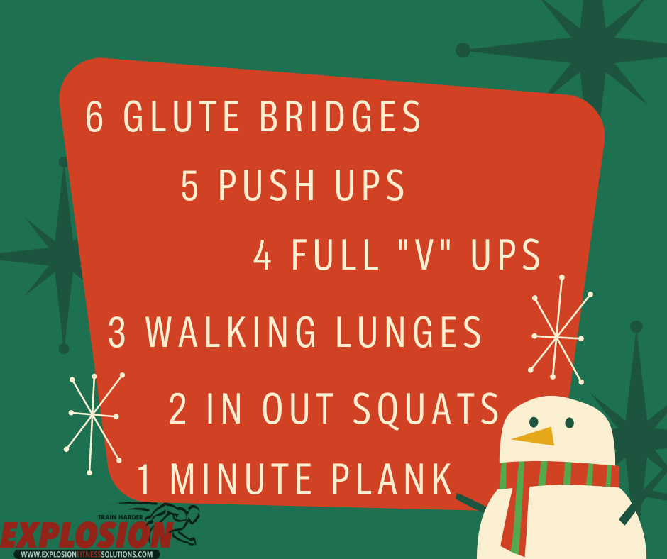 On the sixth day of Fitmas, my trainer gave to me... 6 Glut Bridges, 5 Push Ups, 4 Full 'V' Ups, 3 Walking Lunges, 2 In Out Squats and a 1 Minute Plank. . . . #fitmas #merryfitmas #teamefs #trainharder #trainsmarter #cva #youknowyoutriedtosignit #whywaitforthenewyear