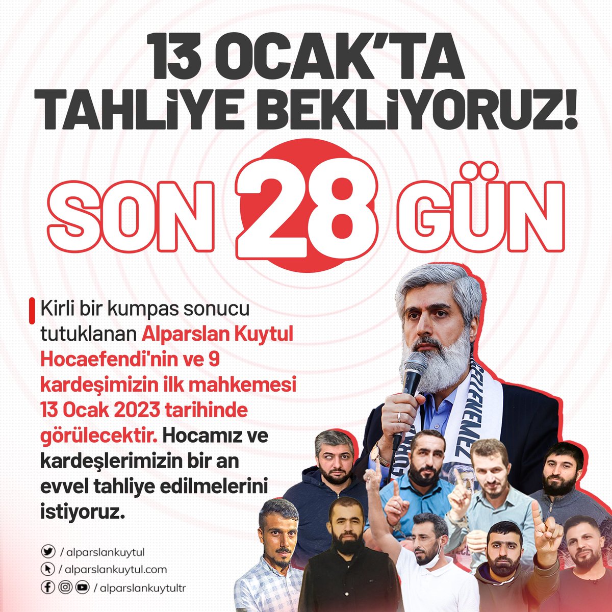 13 OCAK’TA TAHLİYE BEKLİYORUZ! - Hocamız ve kardeşlerimizin bir an evvel tahliye edilmelerini istiyoruz!  AdaletAdalet TalimataLanet #13OcaktaTahliyeBekliyoruz Ekrem İmamoğlu