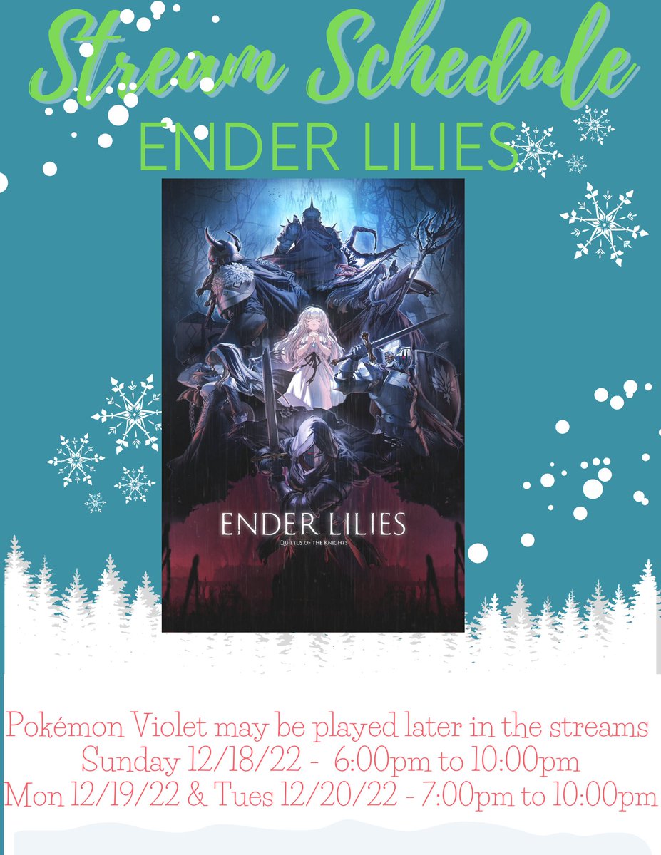 Magic02k4's tweet photo. So here's this week's schedule! Still working on @EnderLiliesGame! There will be some #PokemonViolet mixed in later in streams! Still working our way to the end of the year goal! #24togo! If we hit the goal, I will open what is pictured in the comments! #smallstreamer https://t.co/GNwrj8joPH