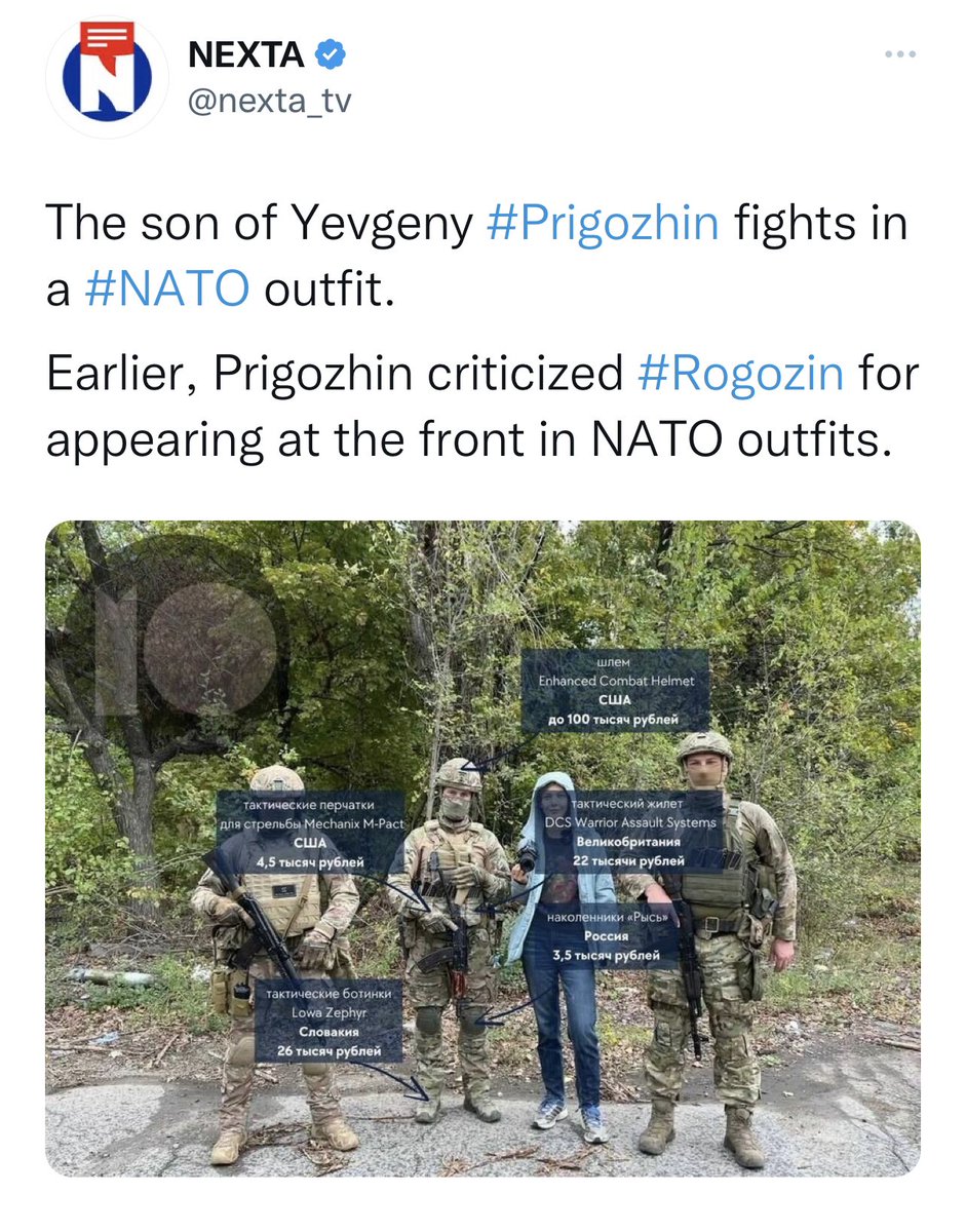 AlgirdasStasiu2's tweet image. Very interesting where Prigozhin son received USA military secondment own stupit performance? Who was so very good?…I believe that it wasn't not Red Cross. Oh Kacap - Kacap hate USA &amp;amp; NATO but USA military secondment anyway better🤣🤣🤣  
#Comment #ExeterEngland