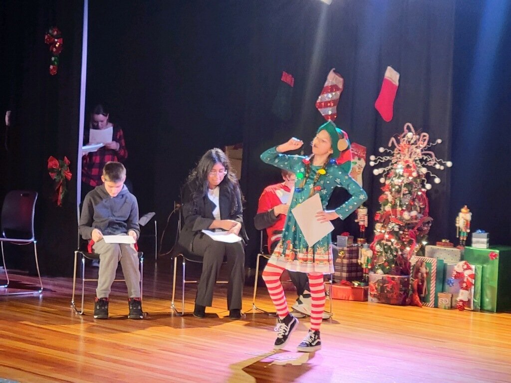 NCMS_STEM's tweet photo. 6th grade theater students performed “Holiday’s Gone Wrong,” written and produced by their teacher, Ms. Isaac. Great job 6th graders! Thank you families and friends who came out to watch and donated to our NEW theater program! #groundedandgrowing https://t.co/qFSr1tE5Pm