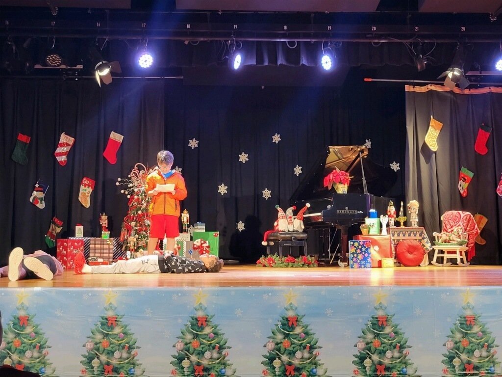 NCMS_STEM's tweet photo. 6th grade theater students performed “Holiday’s Gone Wrong,” written and produced by their teacher, Ms. Isaac. Great job 6th graders! Thank you families and friends who came out to watch and donated to our NEW theater program! #groundedandgrowing https://t.co/qFSr1tE5Pm