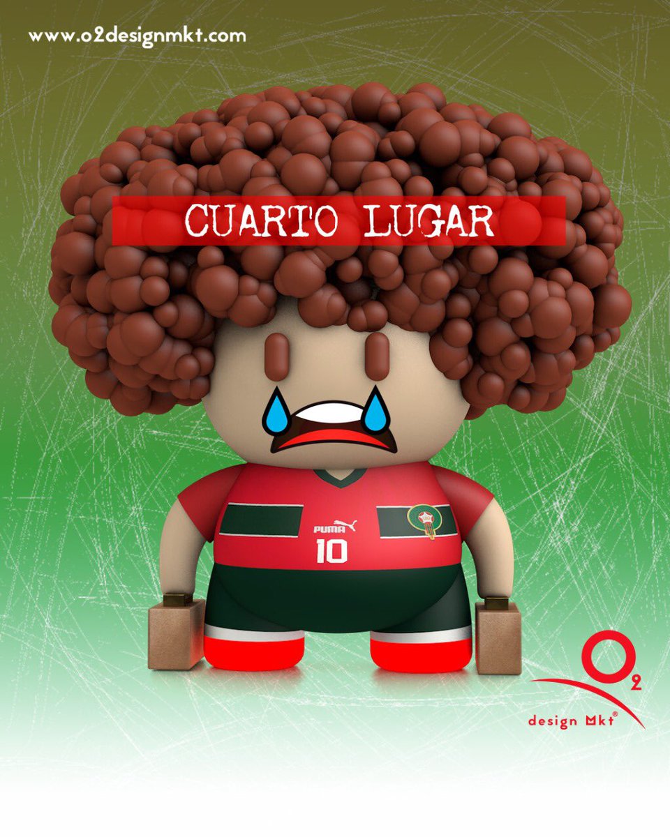 O2Designmkt's tweet photo. Marruecos 🇲🇦 queda cuarto, ⚽️3D Design by @kikesawer #marruecos #mundial2022 #mundialqatar2022 #worldcup #worldcup2022 #kikesawer #o2designmkt #worldcupqatar #cartoon #3d #branding #brand #illustration #art #arts https://t.co/H6nNP4mkML https://t.co/uOinyJtwBX