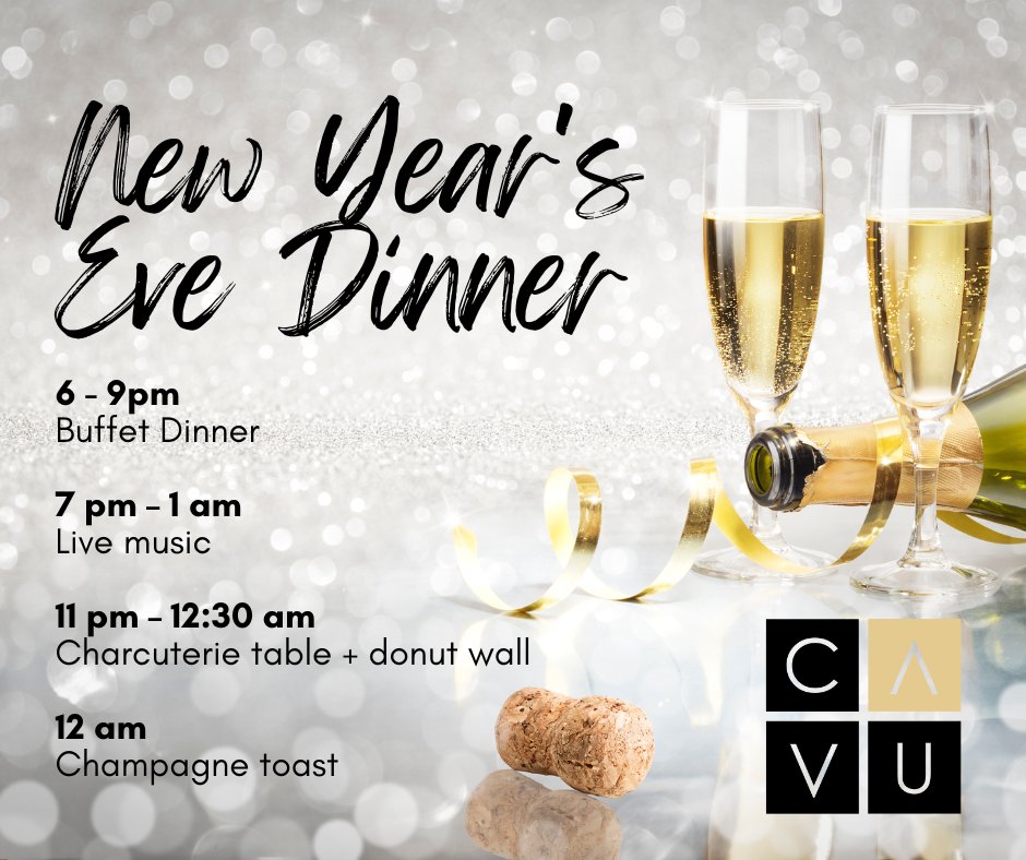 Exactly TWO WEEKS until New Year's Eve! Join us for yummy eats, live music, bubbly and more!

For info and to book: bit.ly/NYEatCAVU

#RichmondMoments | #YVReats | #NYEatYVR