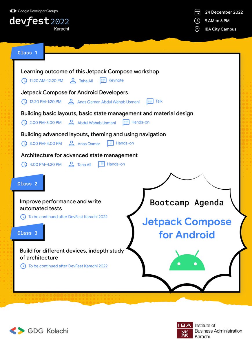 GDGKolachi's tweet photo. 📱MOBILE APPLICATION WORKSHOP ANNOUNCEMENT📱
GDG Kolachi is thrilled to announce that with our partners at 'VentureDrive' we bring the 'Mobile Track' Workshop at DevFest Karachi 2022!
#devfest2022 #gdgdevfest22 #devfest #gdgkolachi #WorkShop #MobileDevelopment #BootCamp #Mentors https://t.co/Z78jrAaUOV