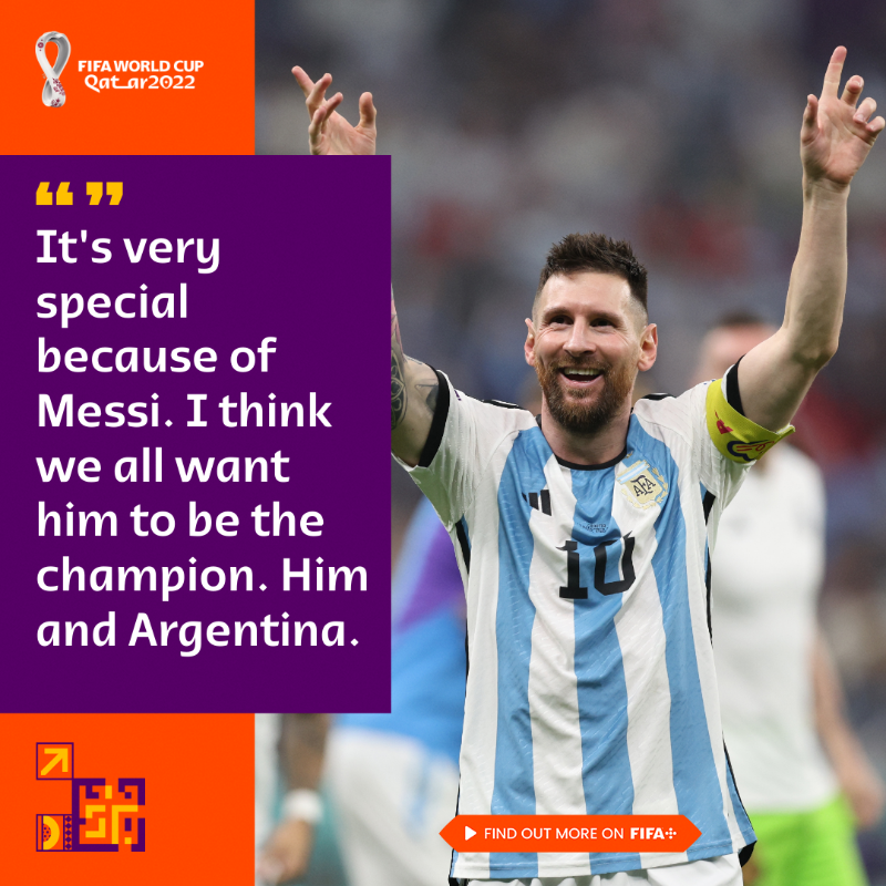 FIFAWorldCup's tweet photo. "This final is for Messi."

Argentina fans look ahead to the #FIFAWorldCup Final 🇦🇷