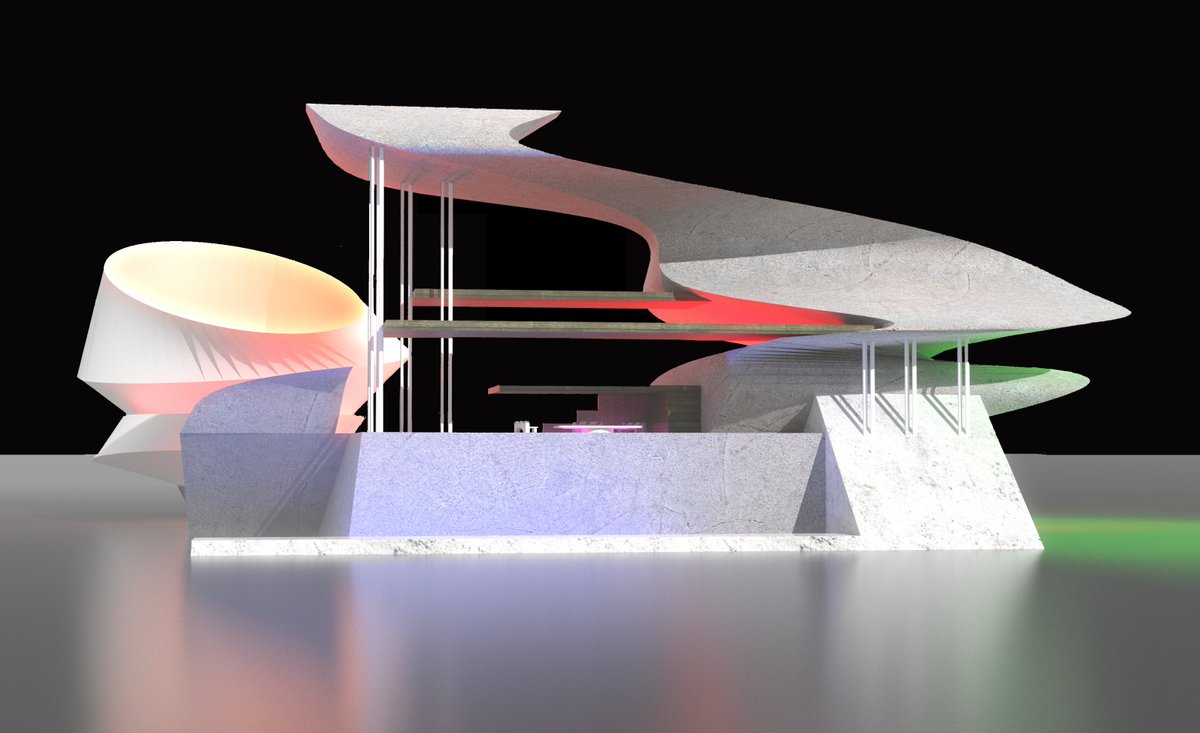 Had to create a Pavilion out of 2D_lines that were extruded for my architecture studies 
Made and Rendered in #Rhinoceros7