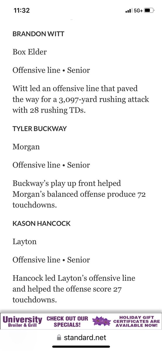 I’m proud to say that I’m 2nd team all area. Thank you to my coaches and teammates. And a special thanks to my family and the people who support me.