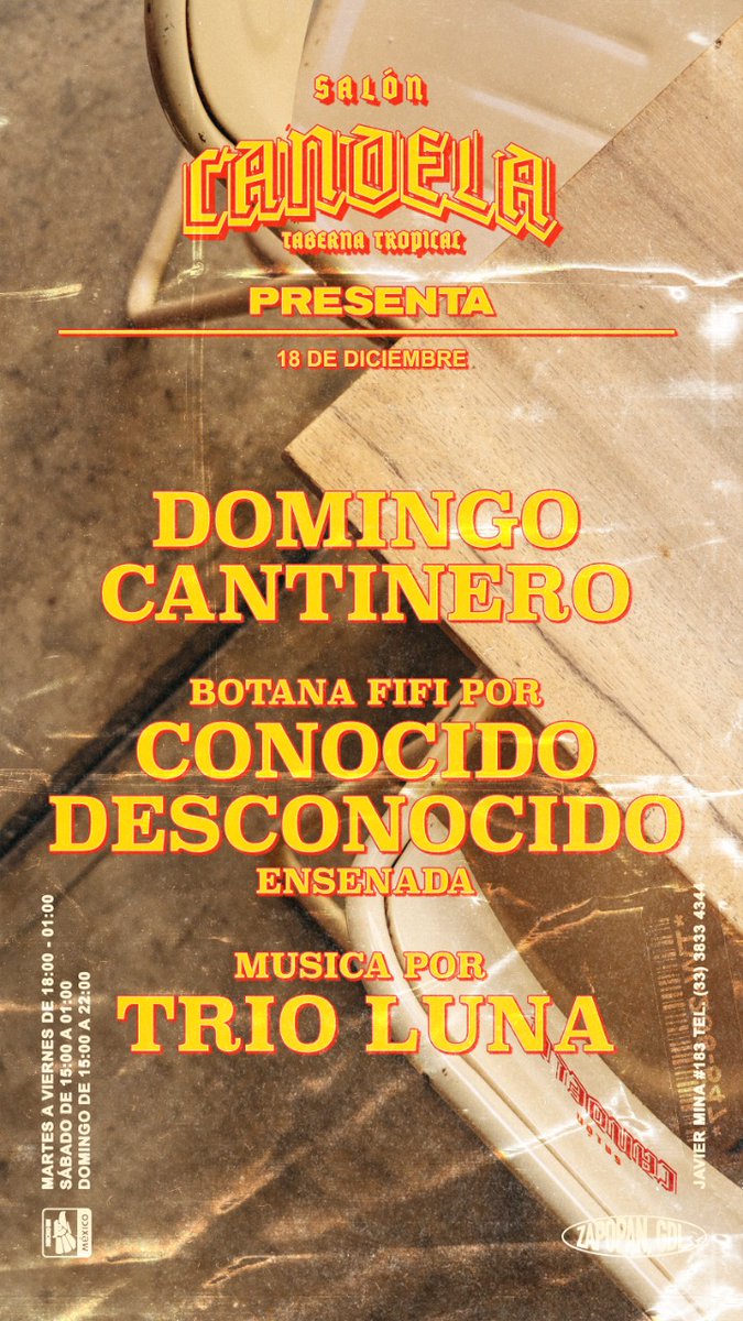 Tenemos el gran domingo que estabas esperando.

Domingo Cantinero con invitados de Ensenada con su Pop Up Conocido.Desconocido.

Vengache pacá! 🤠