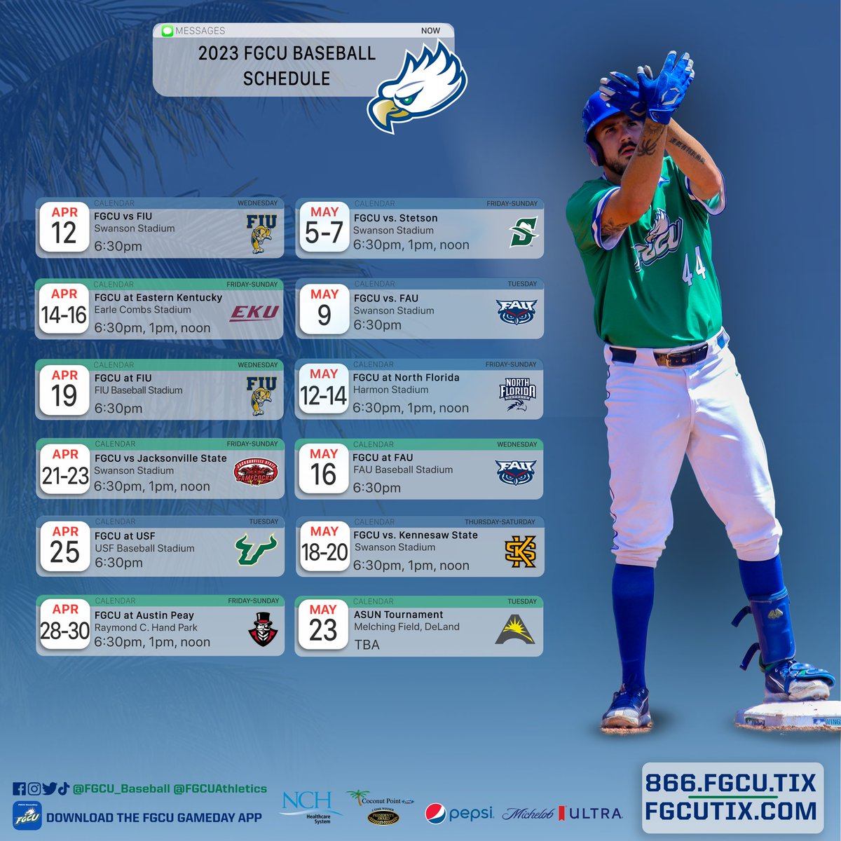FGCU announces 49-game baseball schedule, with more games to come❗️👀

#WingsUp | #FGCU🤙🦅⚾️

fgcuathletics.com/news/2022/12/1…