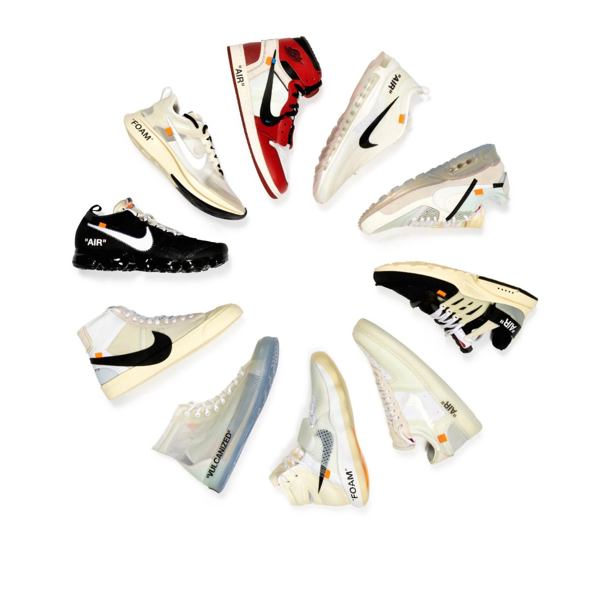 dsnks2's tweet photo. Favorite sneaker collab of all time, probably a typical response but there is no more iconic capsule than “The Ten.” Abloh stepped onto the SCENE with that project and cemented his already iconic legacy in fashion and design. That collab got me into shoes. #Kicksmas https://t.co/M2BGWILJN4
