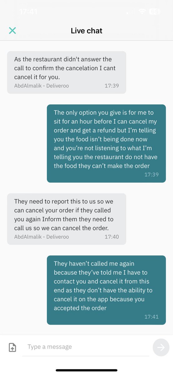 AmyRoseWorth's tweet photo. @Deliveroo @DeliverooHelp absolutely shocking customer service im@now out of pocket because your customer service is terrible https://t.co/LcVha2Yalw