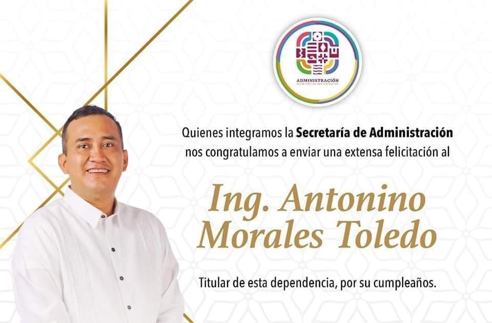 Admon_GobOax's tweet photo. Quienes integramos la @Admon_GobOax nos congratulamos a enviar una extensa felicitación al Ing. Antonino Morales Toledo titular de esta dependencia, por su cumpleaños. 

¡Feliz cumpleaños! 🎂🎈🎉 https://t.co/htFETWUji2