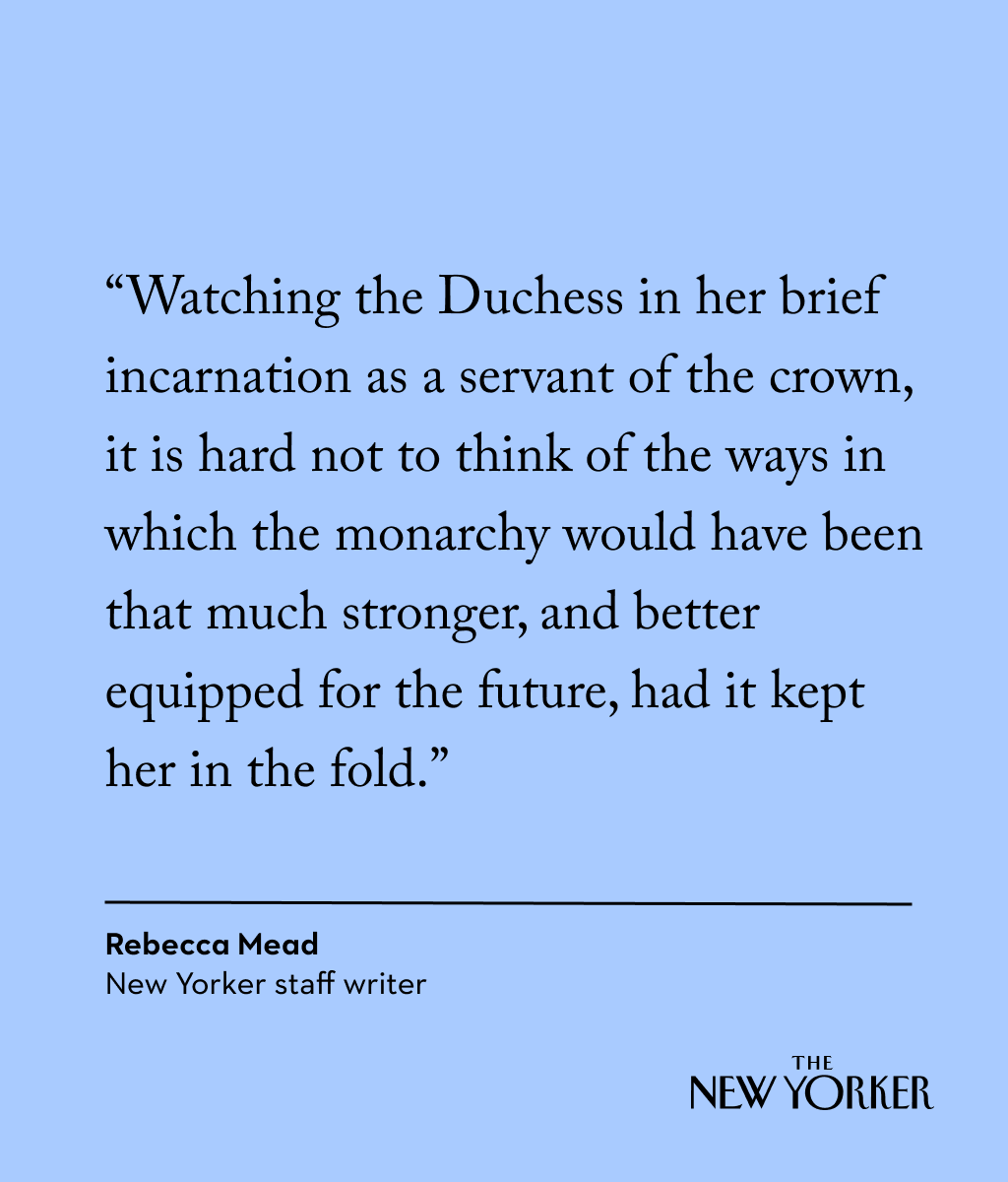 NewYorker's tweet image. “Harry &amp;amp; Meghan” lays out the couple’s case against the media—and reminds viewers how good a royal Meghan could have been, @Rebeccamead_NYC writes. Read her review of the Netflix documentary series: nyer.cm/Q0OMV9C