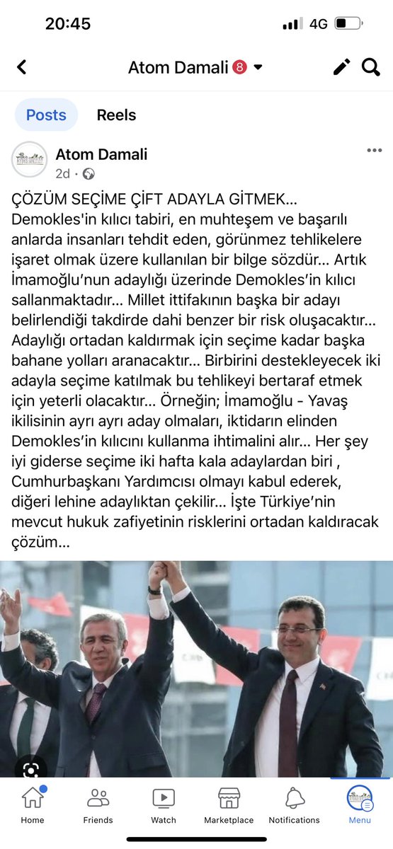 Tek çözüm : 2 adayla seçime katılmak…