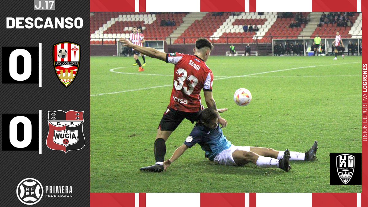 DESCANSO | 0-0 | Sin goles en Las Gaunas, equipos a vestuarios.

#EspírituBlanquirrojo #LogroñésLaNucía