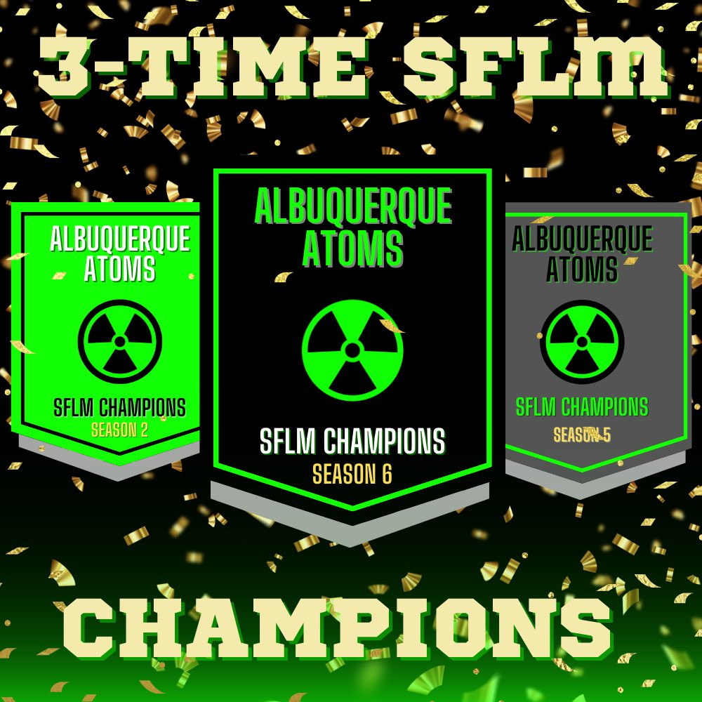 Today we hang up the banner for the back to back 3x champions! We are PROUD of the Atoms and all they have accomplished this season. We have cemented ourselves into the SFLm history books! #AtomsUp