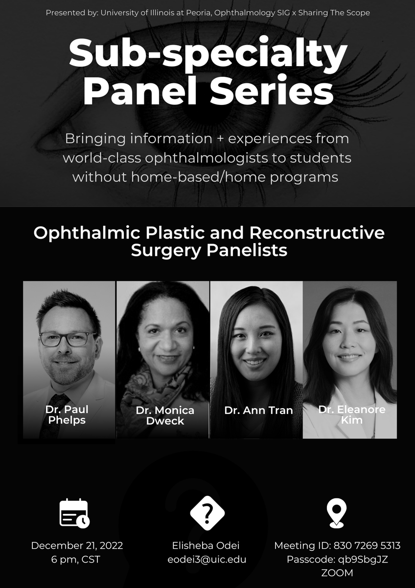 SharingtheScope's tweet photo. Please consider joining the inaugural, annual Ophthalmology Virtual Programming Series hosted by the UICOM at Peoria's Ophthalmology Interest Group and the Sharing the Scope organization! Please sign up (link below) by 12/20/22 at 12 PM CST. https://t.co/zqu1jzFKaO https://t.co/mHx5FXhSOY