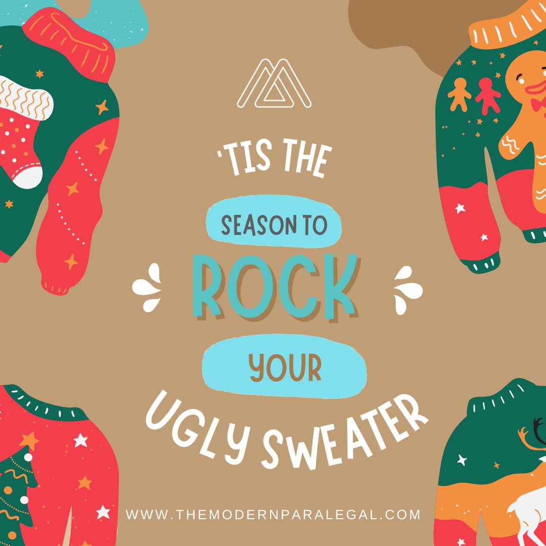 ModParalegal's tweet photo. Now that it's December, it's time to plan your attire for Ugly Sweater Day! This is the perfect time to dust off those old sweaters and wear them out for a day of fun with your friends. 🧥🎄

#UglySweaterDay #ChristmasDay  #virtualparalegal #paralegal #virtualassistant https://t.co/RVhJVttQZy