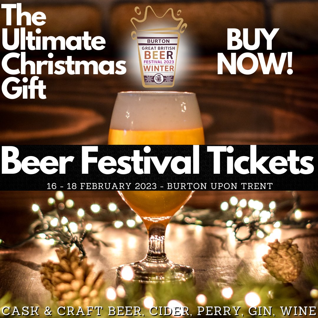 ❄️Have you bought tickets for the <a href="/GBBFWinter/">The Great British Beer Festival Winter</a> yet? 
🎟️Why not get tickets for a loved one's Christmas present? It's the perfect gift for a beer lover!🍺
📆The festival returns 16 – 18 February 2023
📍Burton Town Hall, Burton upon Trent
👉Get tickets here: winter.gbbf.org.uk